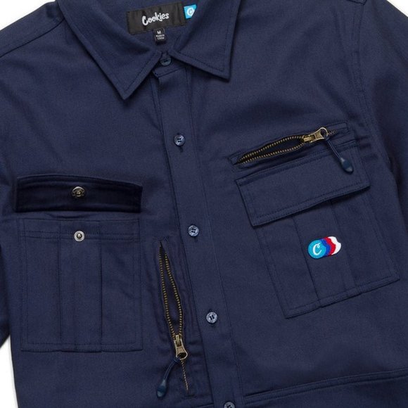 Navy Cookies Back To Back S/S Woven Shirt With Pockets - Picture 3 of 4